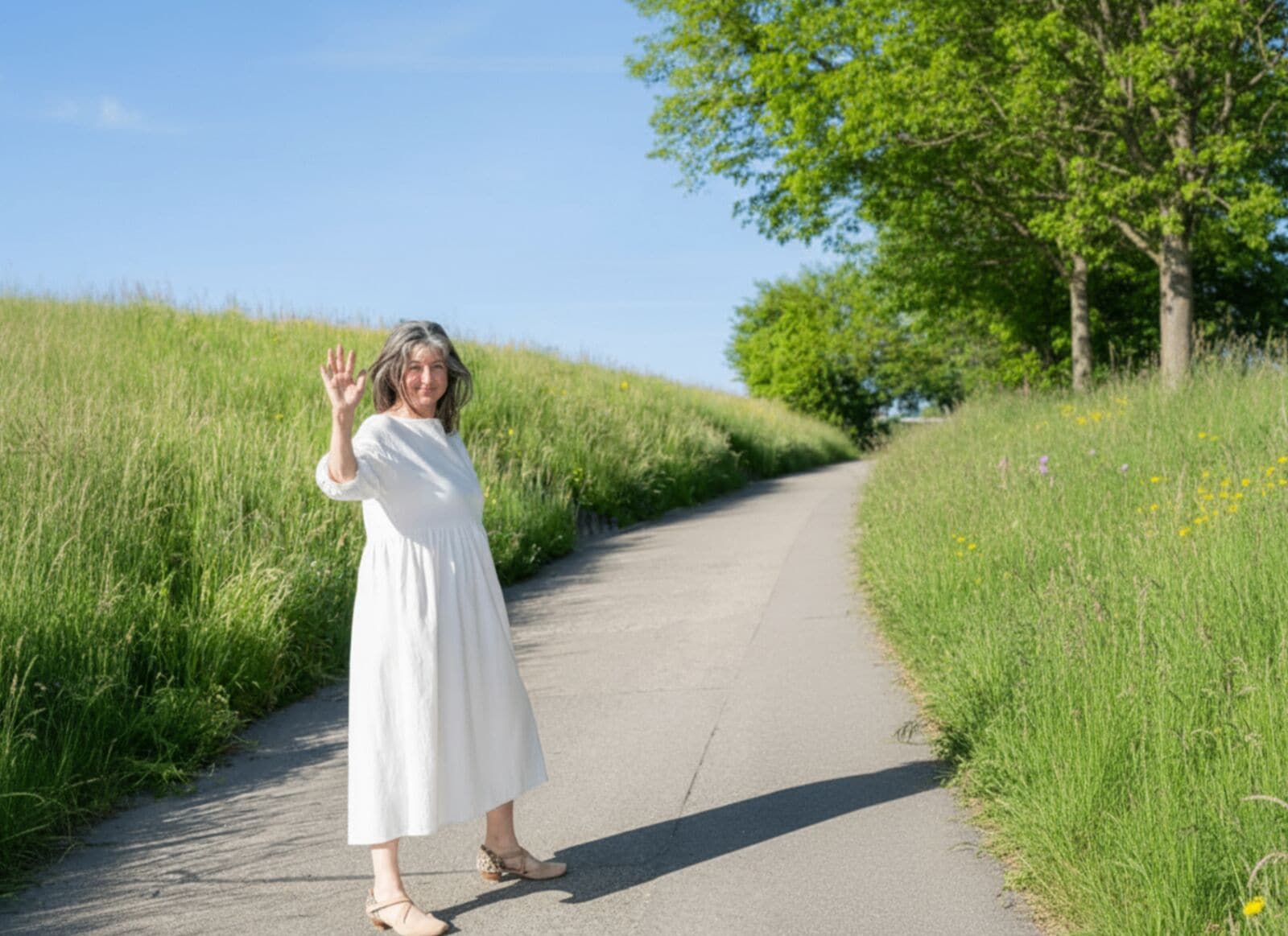 Maike Hansen auf einem Feldweg in der Natur